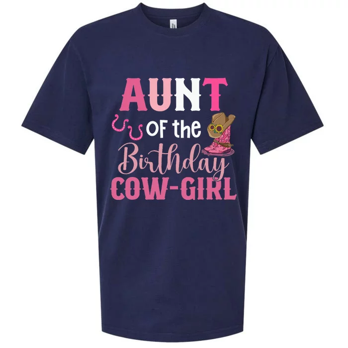 Aunt Of The Birthday Cow Rodeo Cow 1st Birthday Sueded Cloud Jersey T-Shirt