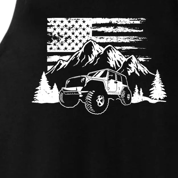 American Offroad USA Flag Atv Utv 4x4 Off Roading QUAD Ladies Tri-Blend Wicking Tank