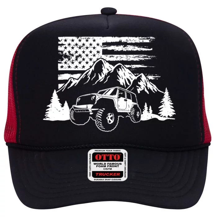 American Offroad USA Flag Atv Utv 4x4 Off Roading QUAD High Crown Mesh Trucker Hat