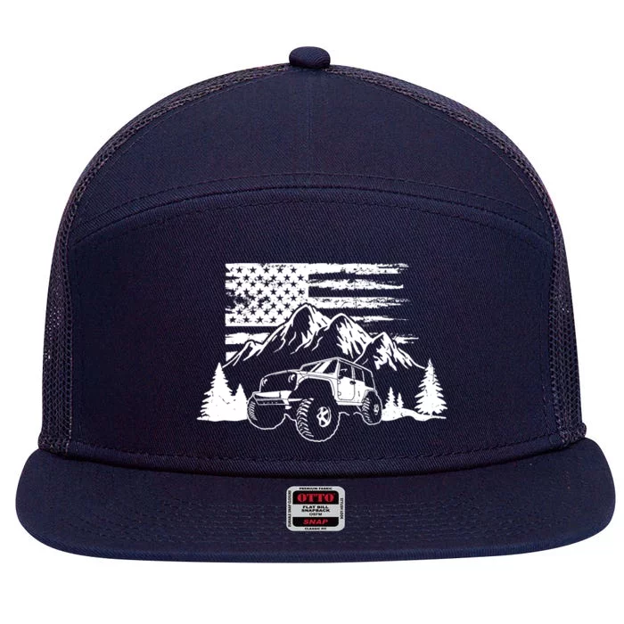 American Offroad USA Flag Atv Utv 4x4 Off Roading QUAD 7 Panel Mesh Trucker Snapback Hat