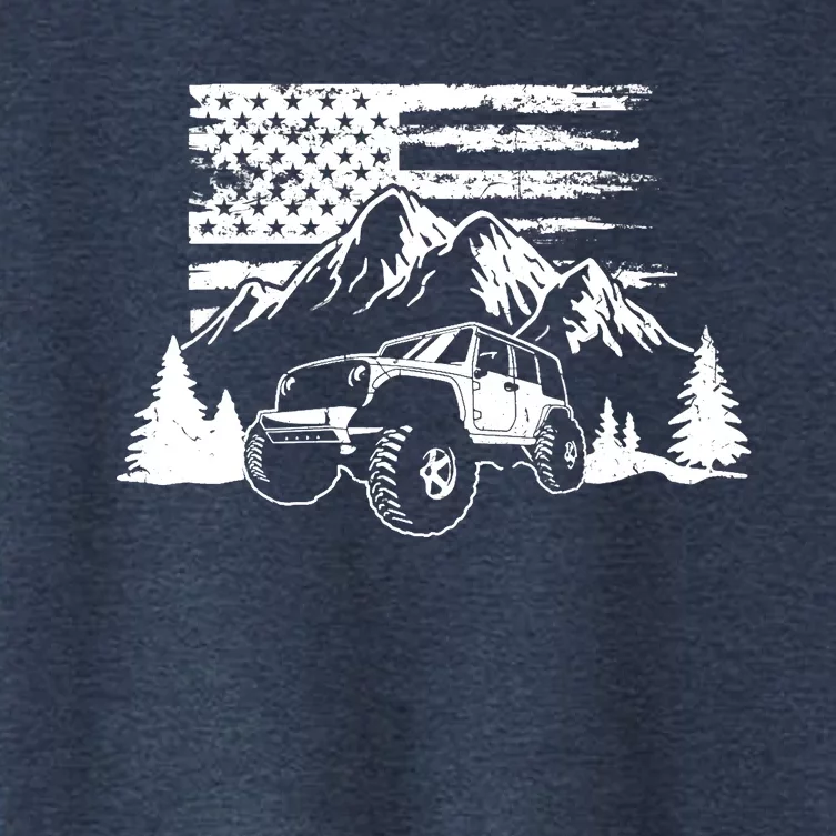 American Offroad USA Flag Atv Utv 4x4 Off Roading QUAD Women's Crop Top Tee