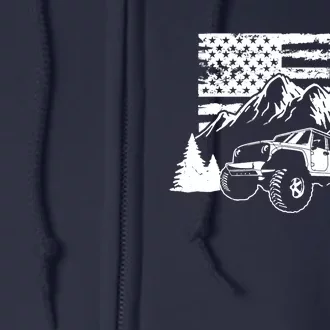 American Offroad USA Flag Atv Utv 4x4 Off Roading QUAD Full Zip Hoodie