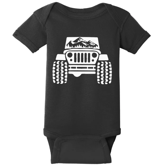 American Offroad Us Flag Forest Peace Love Offroad Baby Bodysuit