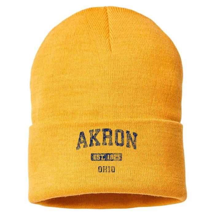 Akron Ohio Vintage Athletic Sports Design Sustainable Knit Beanie