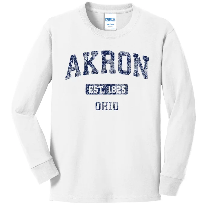 Akron Ohio Vintage Athletic Sports Design Kids Long Sleeve Shirt