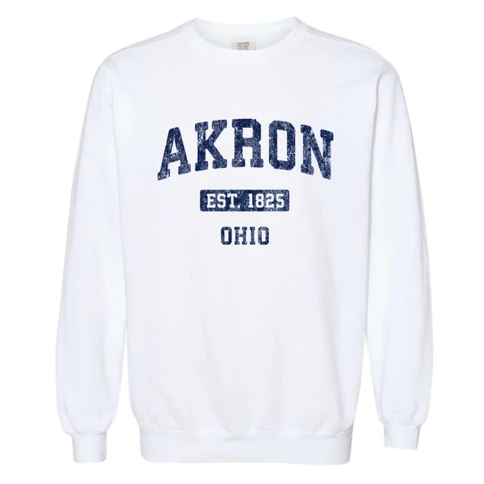 Akron Ohio Vintage Athletic Sports Design Garment-Dyed Sweatshirt