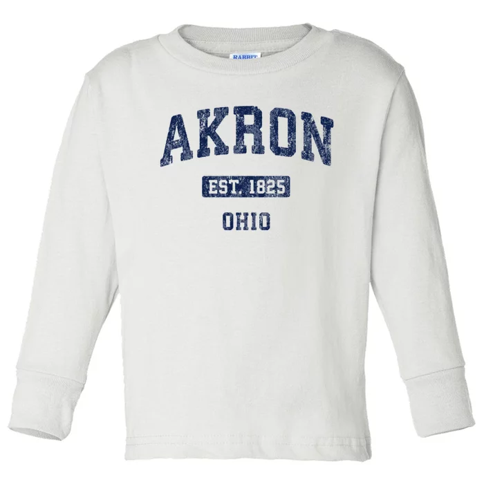 Akron Ohio Vintage Athletic Sports Design Toddler Long Sleeve Shirt