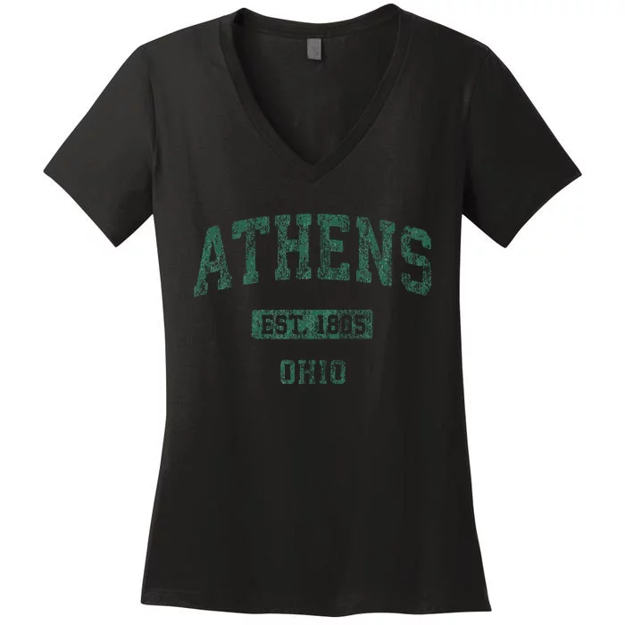 Athens Ohio Vintage Athletic Sports Women's V-Neck T-Shirt