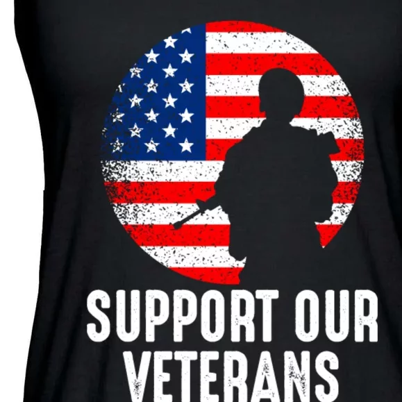 Army Or Veteran T 4 Ladies Essential Flowy Tank