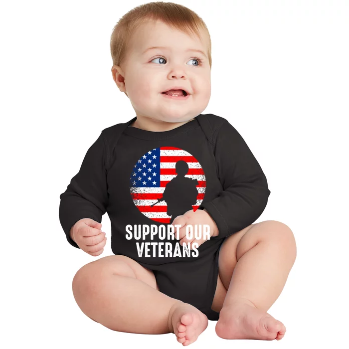 Army Or Veteran T 4 Baby Long Sleeve Bodysuit