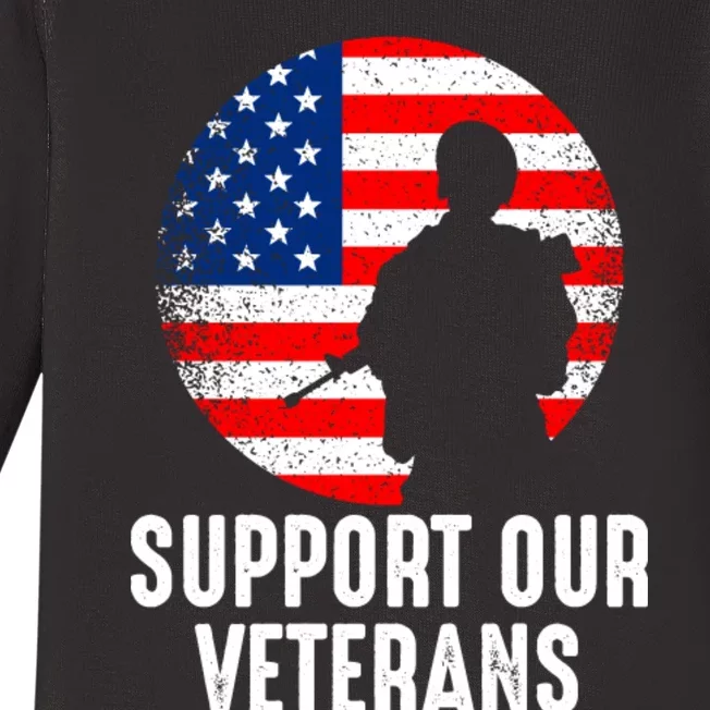 Army Or Veteran T 4 Baby Long Sleeve Bodysuit