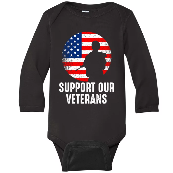 Army Or Veteran T 4 Baby Long Sleeve Bodysuit