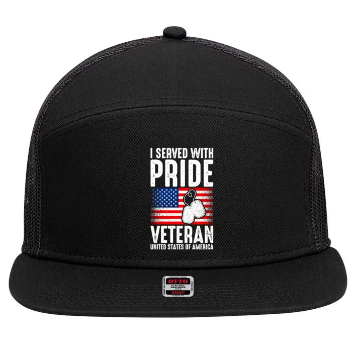 Army Or Veteran T 90 7 Panel Mesh Trucker Snapback Hat