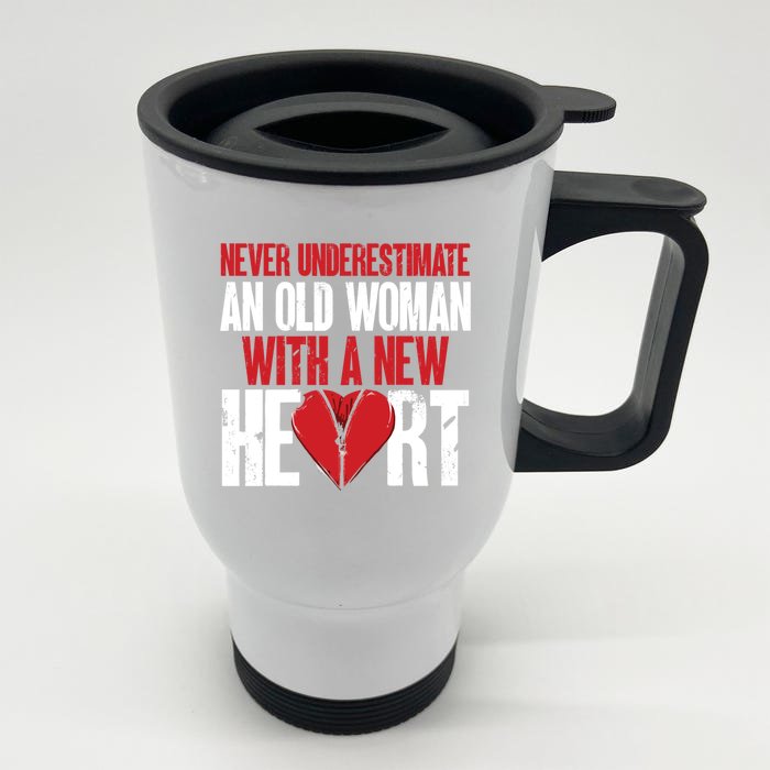 An Old With A New Heart Funny Open Heart Surgery Bypass Gift Front & Back Stainless Steel Travel Mug