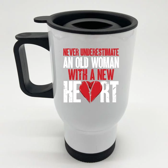 An Old With A New Heart Funny Open Heart Surgery Bypass Gift Front & Back Stainless Steel Travel Mug