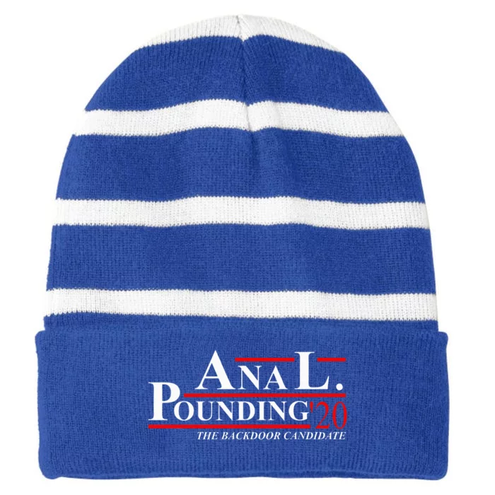 Anal Pounding 2024 Innuendo Vulgar Election Striped Beanie with Solid Band