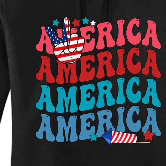 America Patriotic 4th Fourth Of July Independence Day Women's Pullover Hoodie