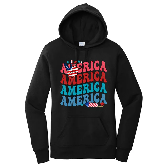 America Patriotic 4th Fourth Of July Independence Day Women's Pullover Hoodie