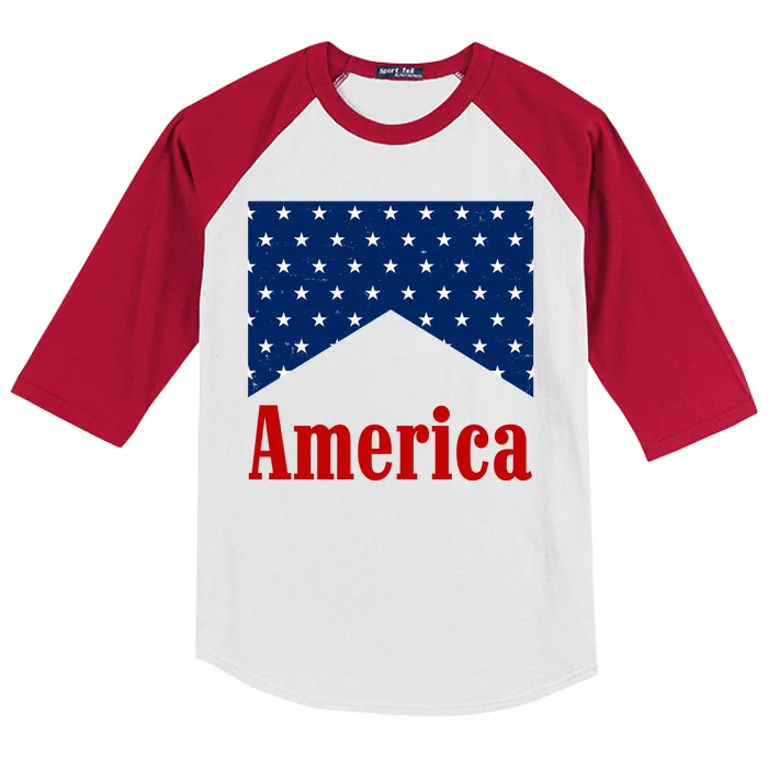 America Patriotic 4th Of July Kids Colorblock Raglan Jersey