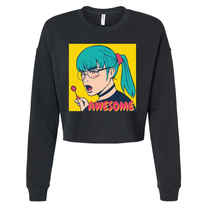 Awesome Pop Art Cropped Pullover Crew