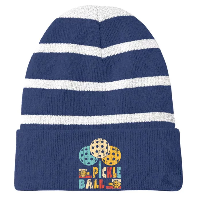 Awesome Pickleball Striped Beanie with Solid Band