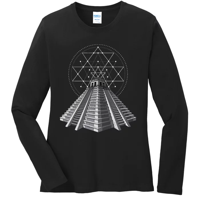 Aztec Pyramid Ancient Mayan Pyramids Ladies Long Sleeve Shirt