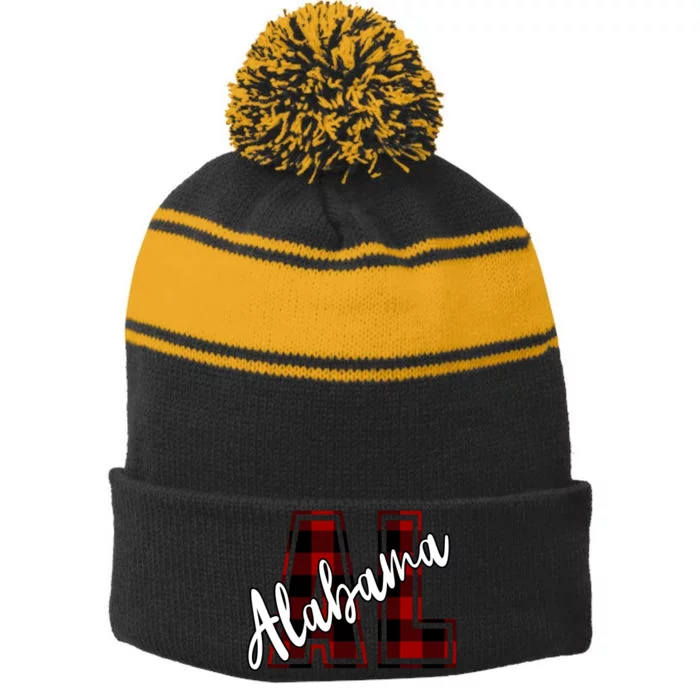 Alabama Plaid Al Stripe Pom Pom Beanie