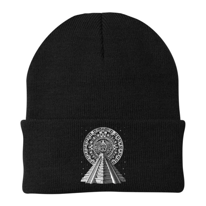 Aztec Pyramid Ancient Aztec Calendar Mayan Symbol Knit Cap Winter Beanie