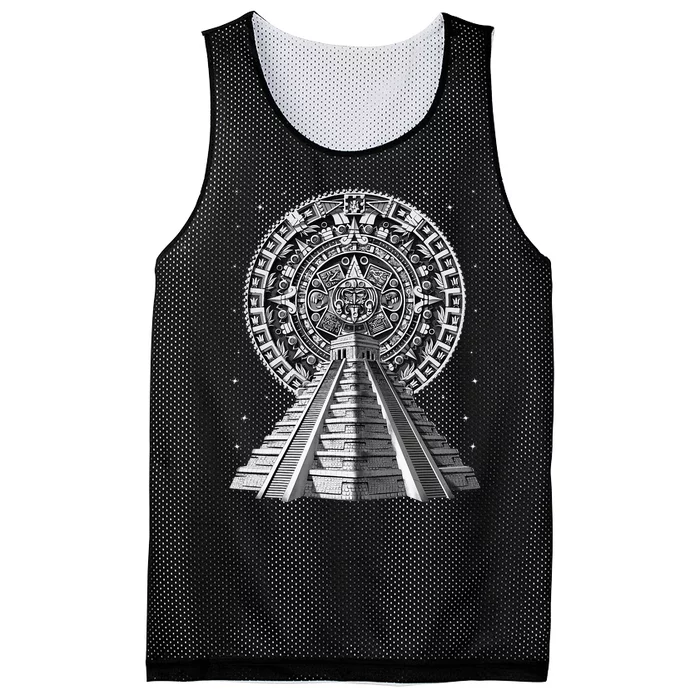 Aztec Pyramid Ancient Aztec Calendar Mayan Symbol Mesh Reversible Basketball Jersey Tank