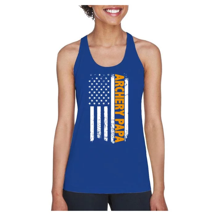 Archery Papa American Flag Father's Day 'S Great Gift Women's Racerback Tank