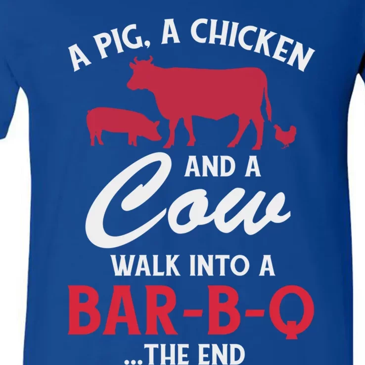 A Pig A Chicken And A Cow Funny Bbq Food Grilling Gift V-Neck T-Shirt