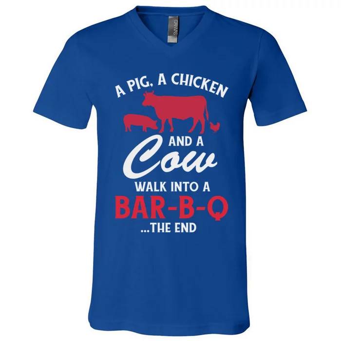 A Pig A Chicken And A Cow Funny Bbq Food Grilling Gift V-Neck T-Shirt