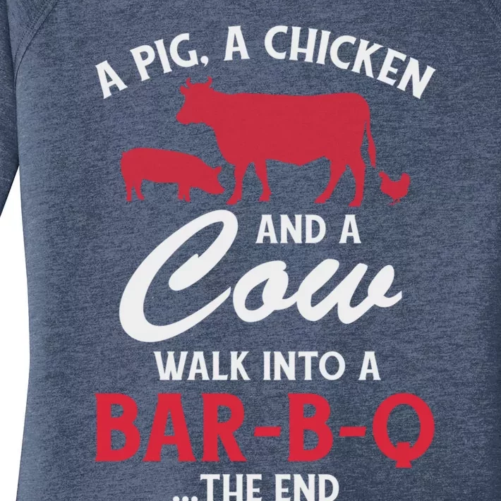 A Pig A Chicken And A Cow Funny Bbq Food Grilling Gift Women's Perfect Tri Tunic Long Sleeve Shirt