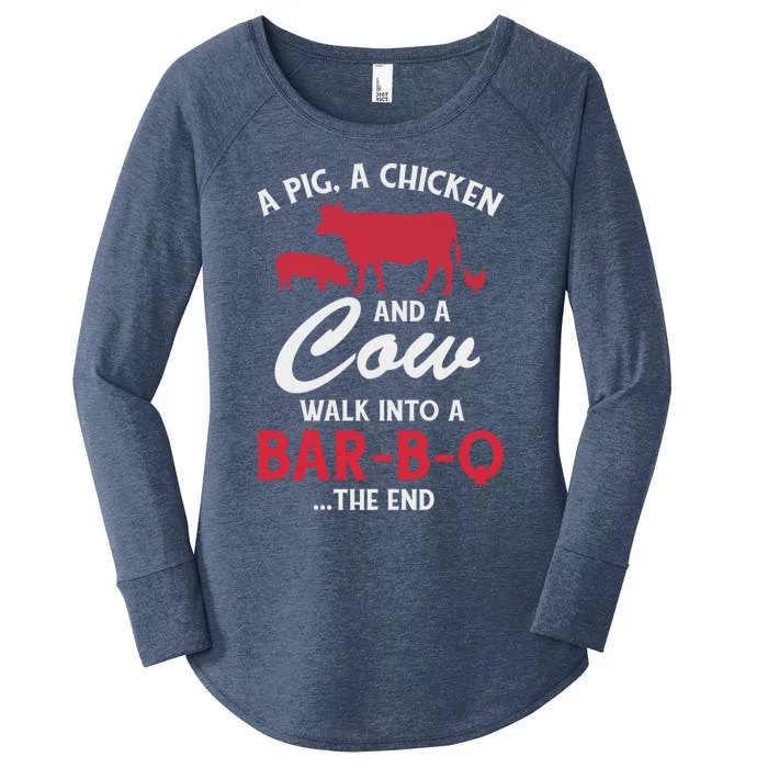 A Pig A Chicken And A Cow Funny Bbq Food Grilling Gift Women's Perfect Tri Tunic Long Sleeve Shirt