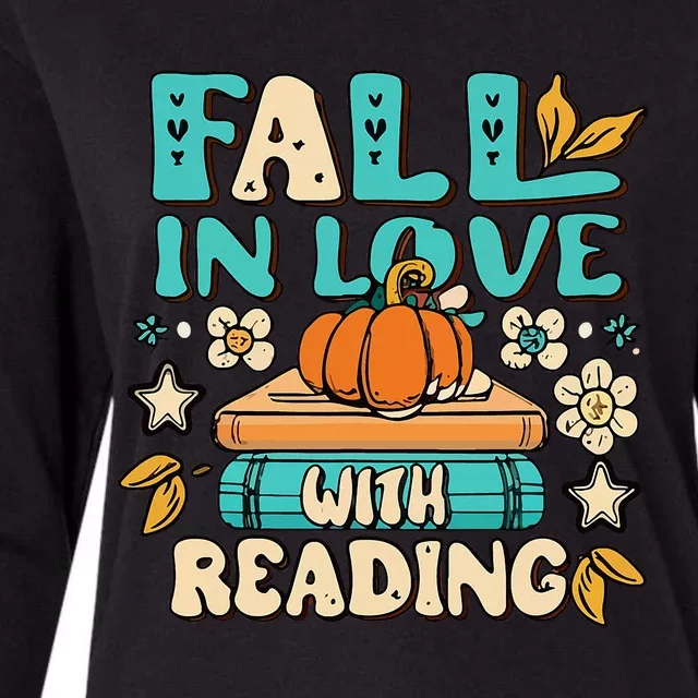 Autumn Pumpkins and Teachers Fall in Love with Reading Womens Cotton Relaxed Long Sleeve T-Shirt