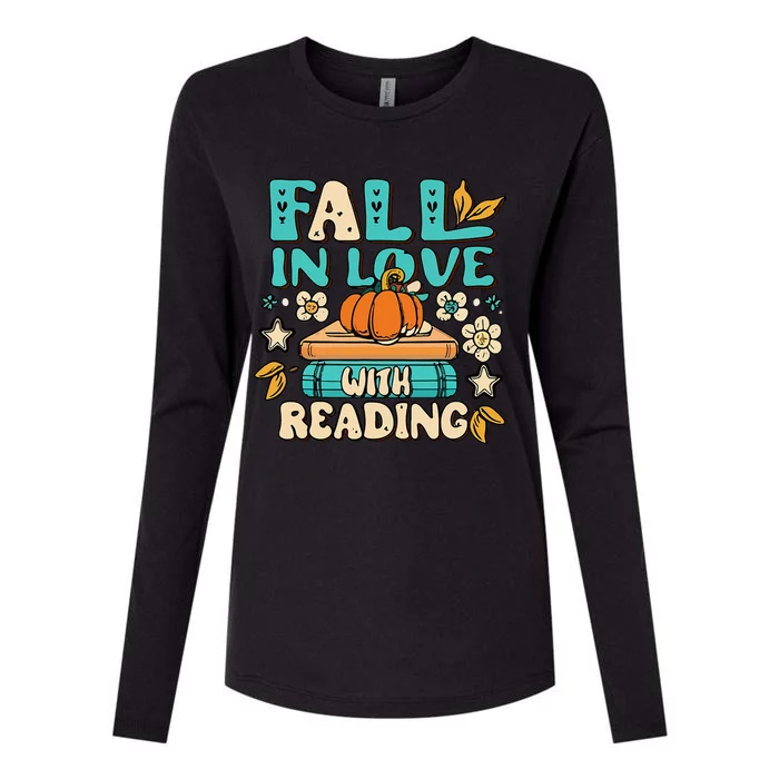 Autumn Pumpkins and Teachers Fall in Love with Reading Womens Cotton Relaxed Long Sleeve T-Shirt