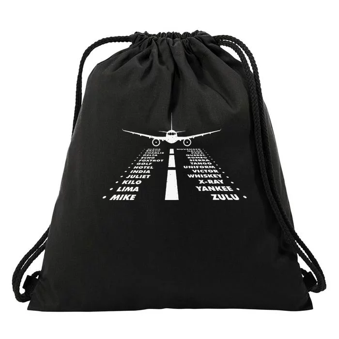 Airplane Phonetic Alphabet Airline Pilot Aviation Lover Drawstring Bag