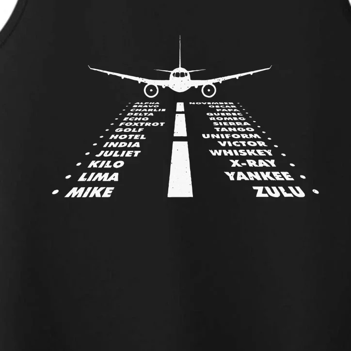 Airplane Phonetic Alphabet Airline Pilot Aviation Lover Performance Tank