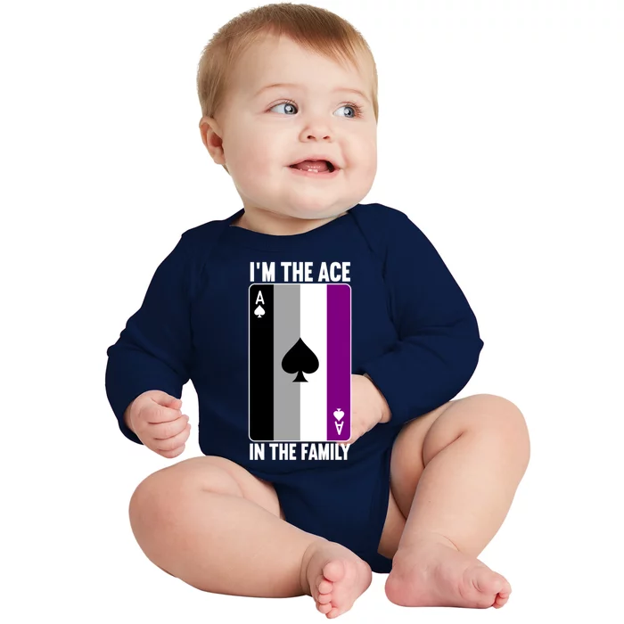 Asexual Pride Asexuality Awareness Im The Ace In The Family Cool Gift Baby Long Sleeve Bodysuit