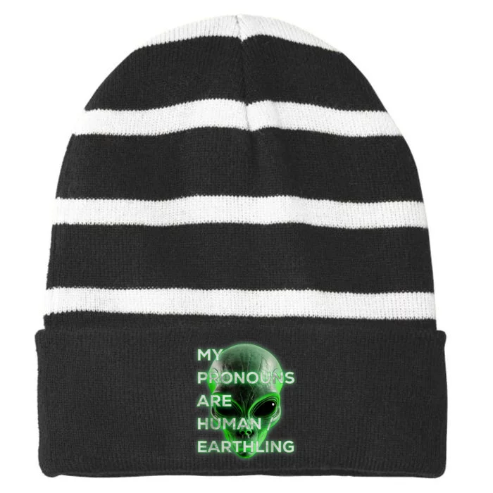 Alien Pronouns Striped Beanie with Solid Band