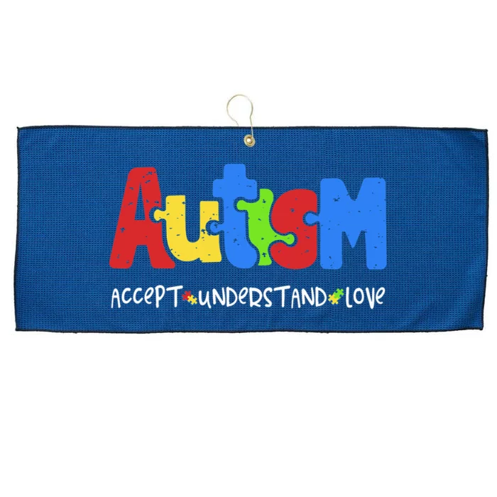 Autism Puzzle Accept Understand Love Autism Awareness Large Microfiber Waffle Golf Towel