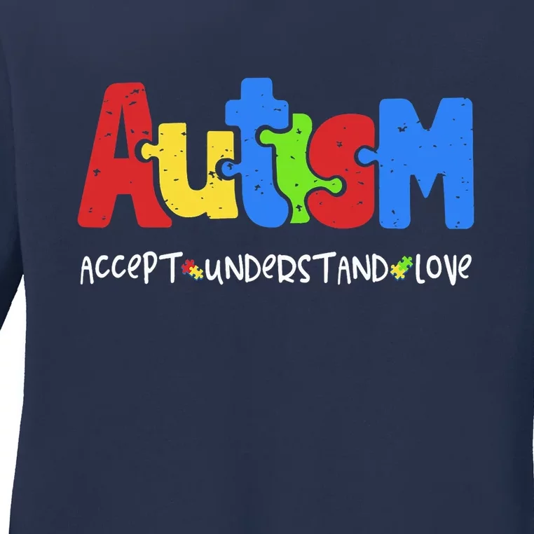 Autism Puzzle Accept Understand Love Autism Awareness Ladies Long Sleeve Shirt