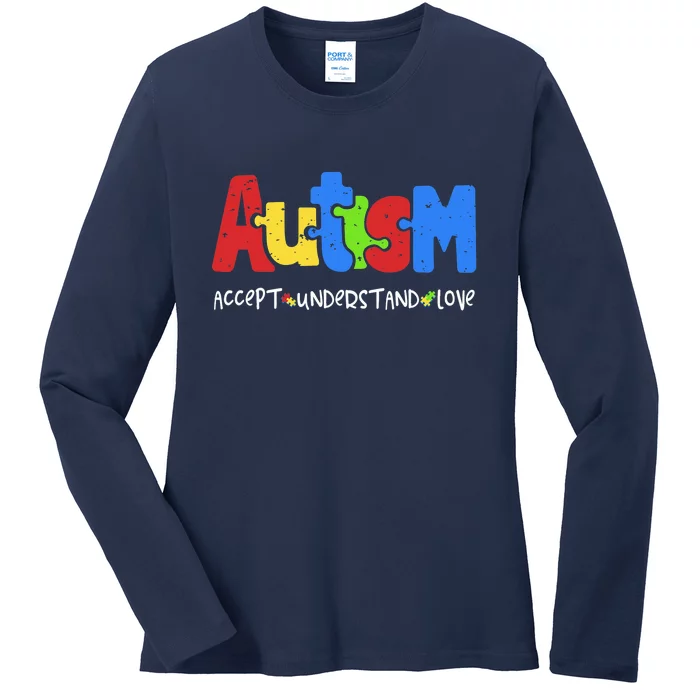 Autism Puzzle Accept Understand Love Autism Awareness Ladies Long Sleeve Shirt