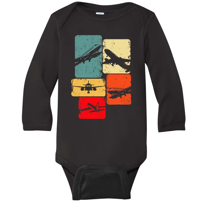 Airplane Pilot Baby Long Sleeve Bodysuit