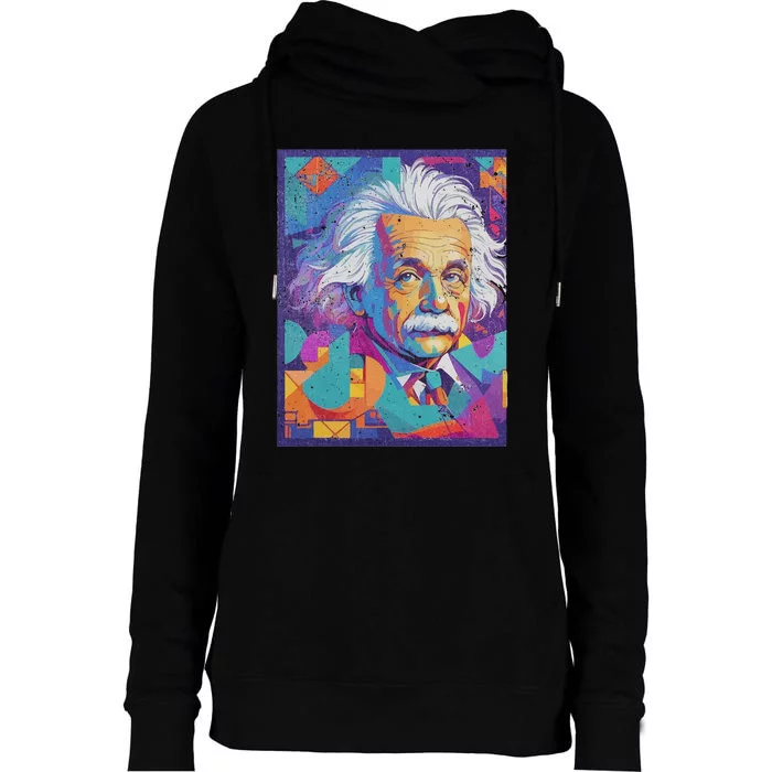 Albert Pop Art Portrait Womens Funnel Neck Pullover Hood