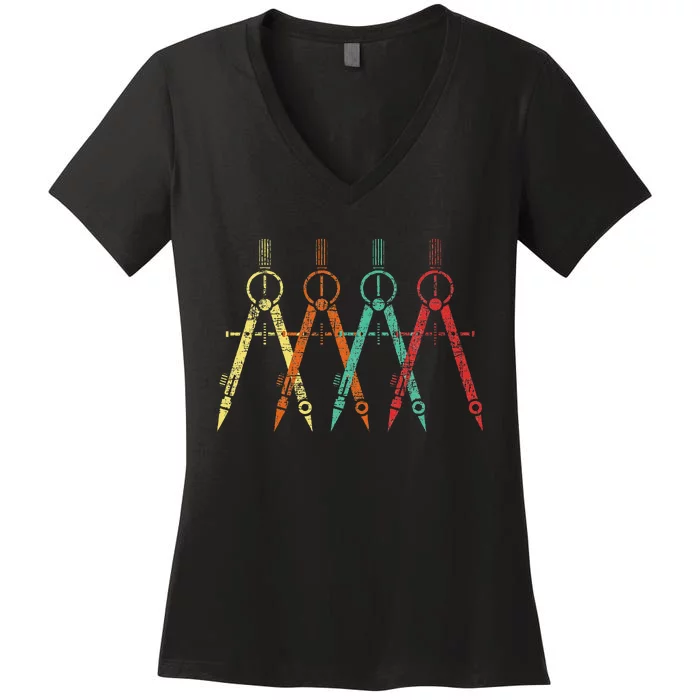 Architect Protractor Architecture Art Architectural Women's V-Neck T-Shirt