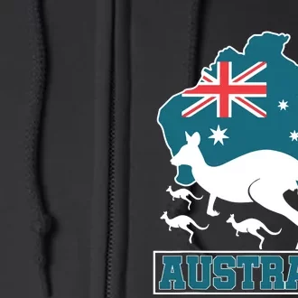 Australian Pride Aussie Gift Kangaroo Full Zip Hoodie