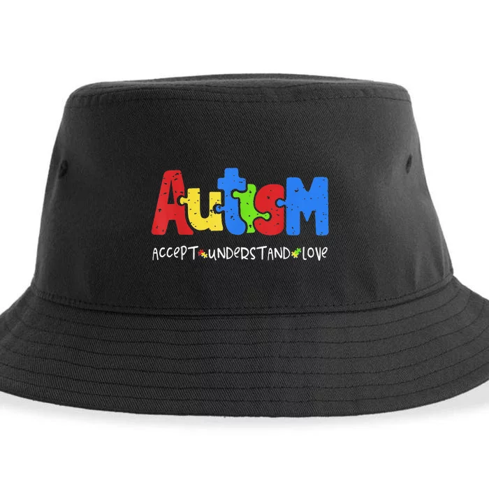 Autism Puzzle Accept Understand Love Autism Awareness Sustainable Bucket Hat