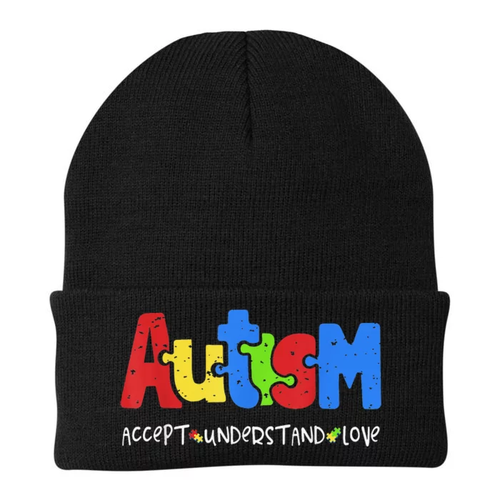 Autism Puzzle Accept Understand Love Autism Awareness Knit Cap Winter Beanie