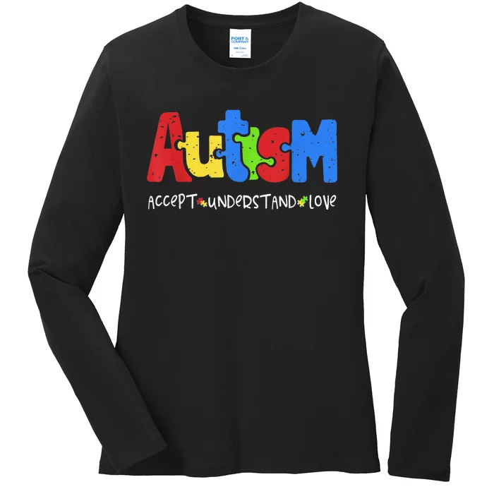 Autism Puzzle Accept Understand Love Autism Awareness Ladies Long Sleeve Shirt